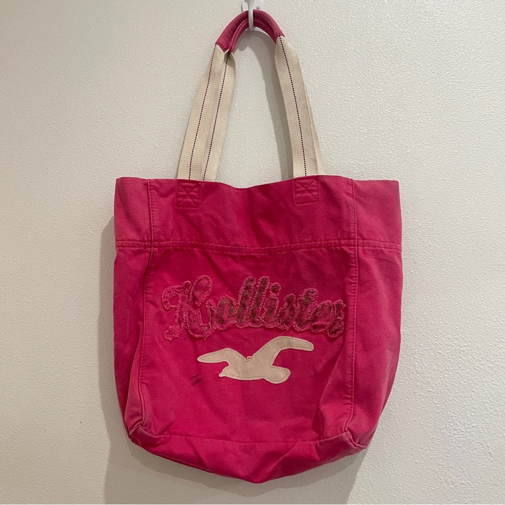Vintage Hollister Pink Canvas Tote Book School Bag‎ Vtg Y2K